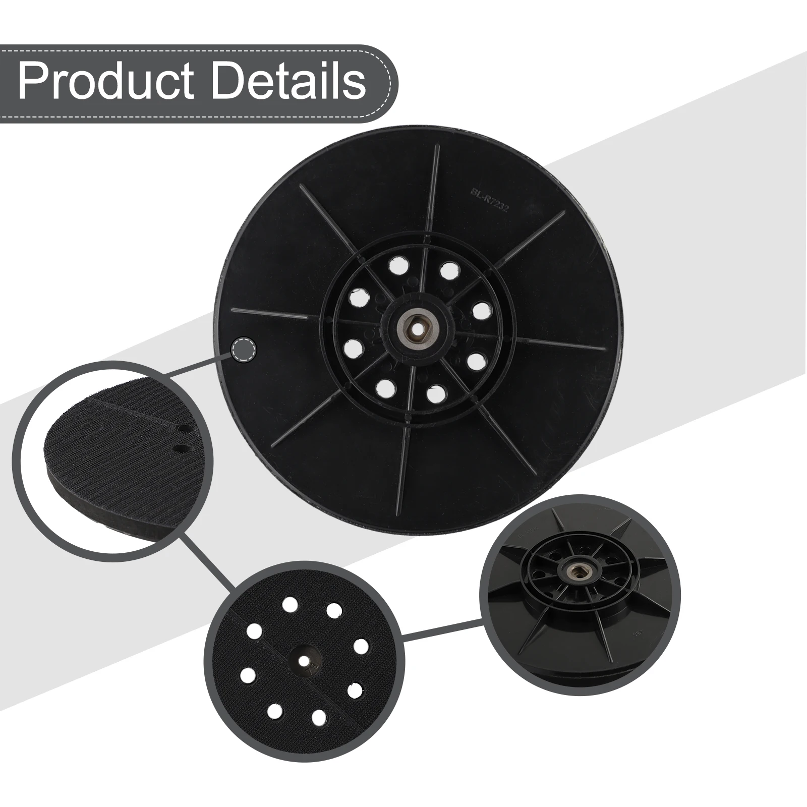 

Polishing Pad Sander Backing Pad For Wall 9 Inch 10 Hole 215mm ABS Backup Pad With 14mm Sanding Disc Soft Foam