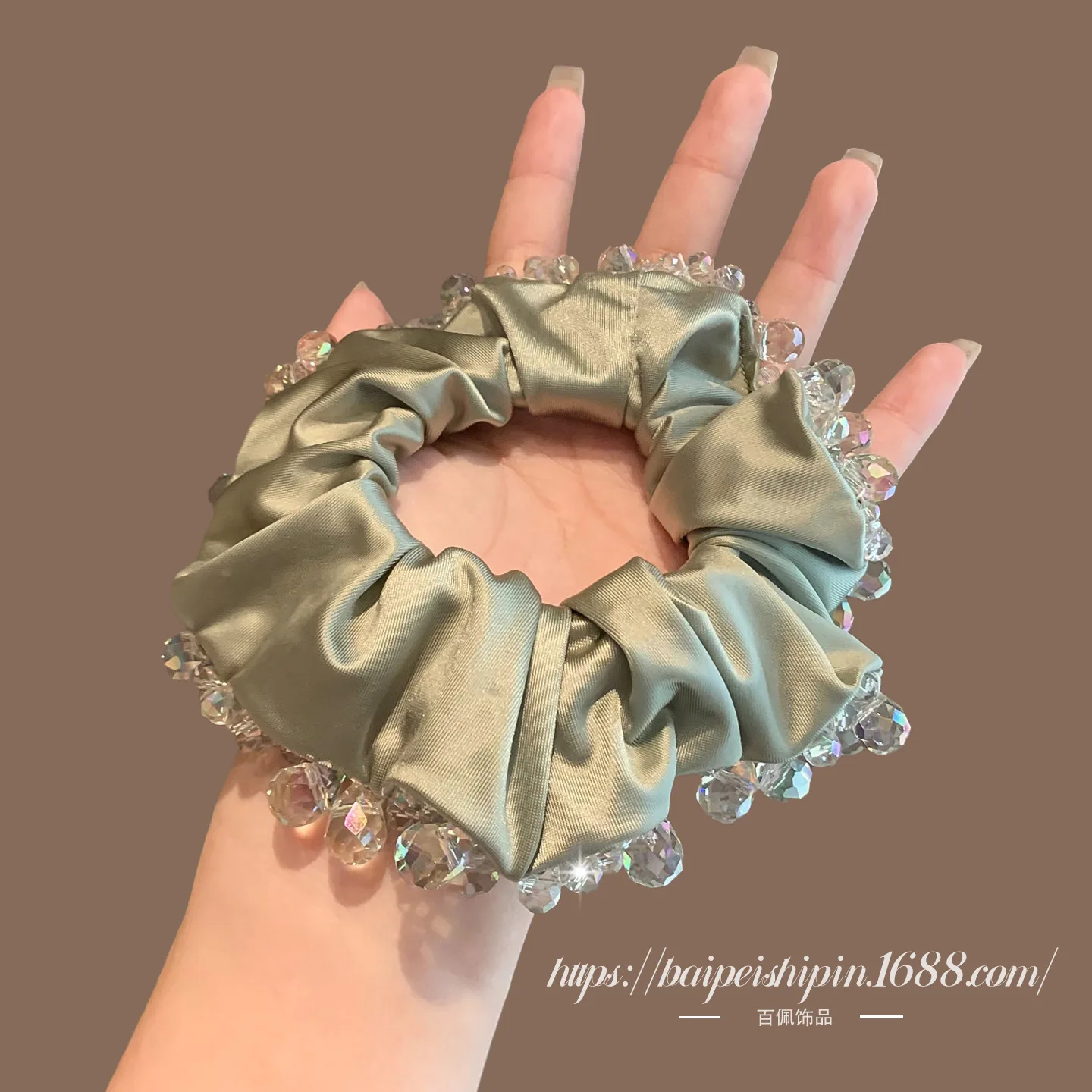 

Новая роскошная корейская резинка для волос ручной работы с кристаллами, эластичная резинка-скранчи премиум-класса для женщин, 1 шт.