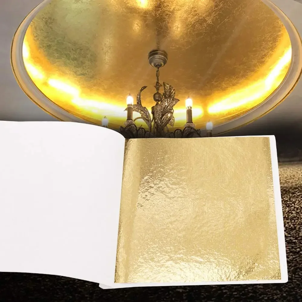 9x9cm 100/500 Sheets Practical K Pure Shiny Gold Leaf for Gilding Funiture Lines Wall Crafts Handicrafts  Decoration