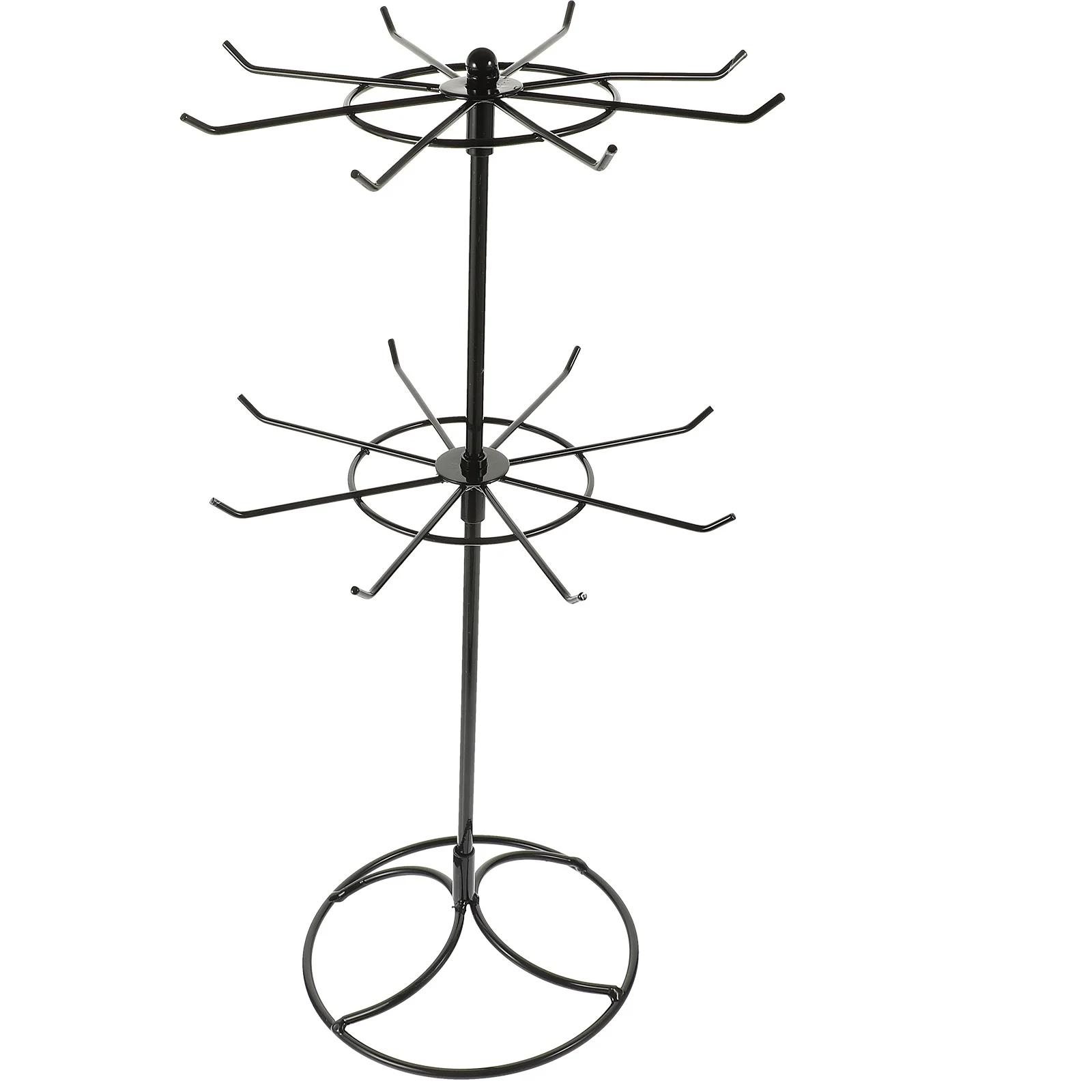 

2-Layer Rotating Jewelry Display Stand Detachable 360-Degree Turntable For Bracelets Necklaces Pendants Iron Black Jewelry