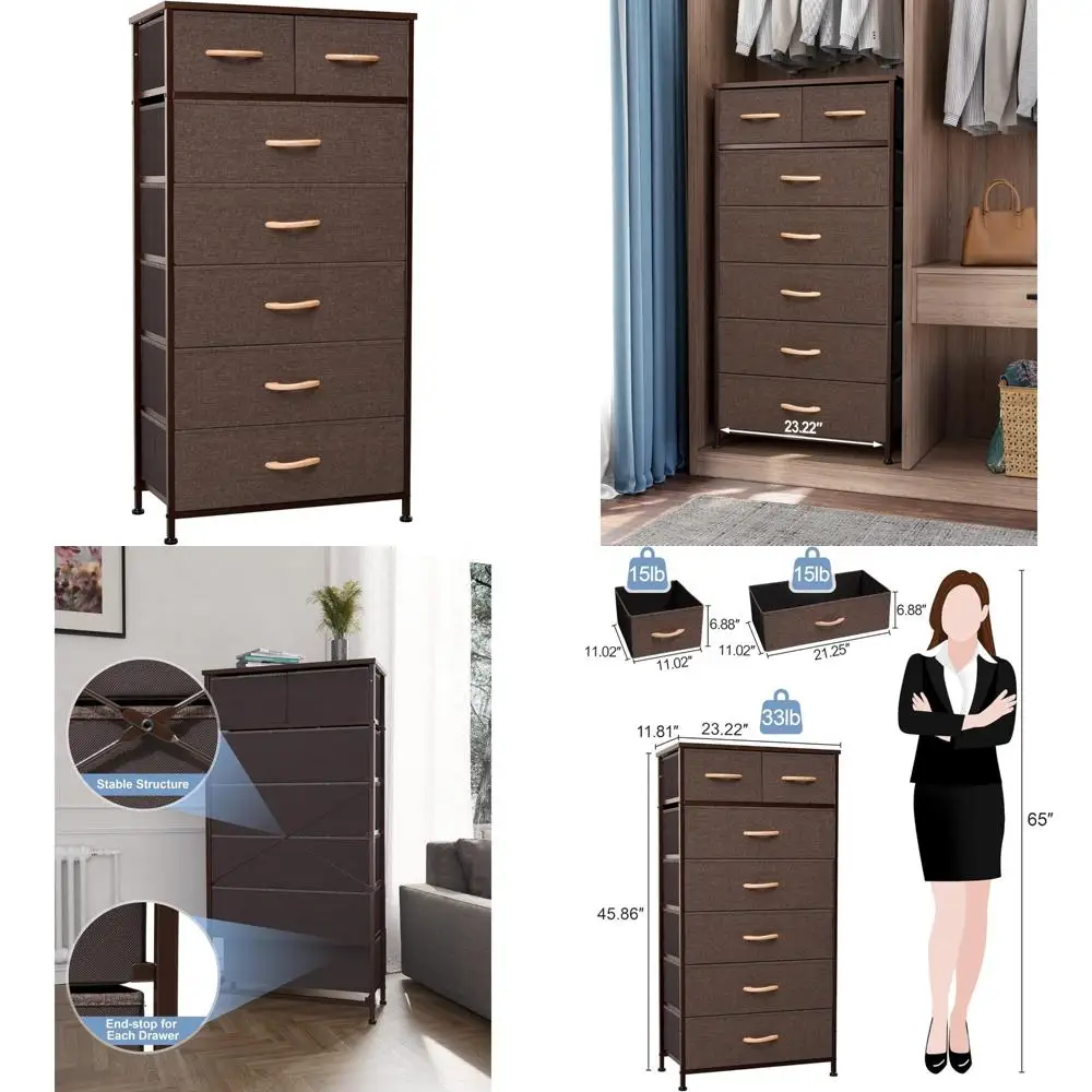 

vertical storage tower with steel frame, wooden top, fabric bins, and wooden handles for efficient organization