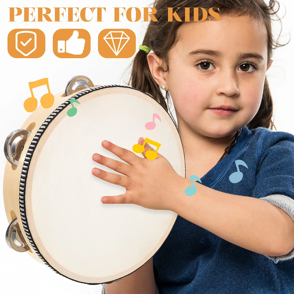 

2 Pcs Tambourine Set Kids Percussion Instrument Finger Castanets Music Toys Wood Hand Toddler Musical Instruments