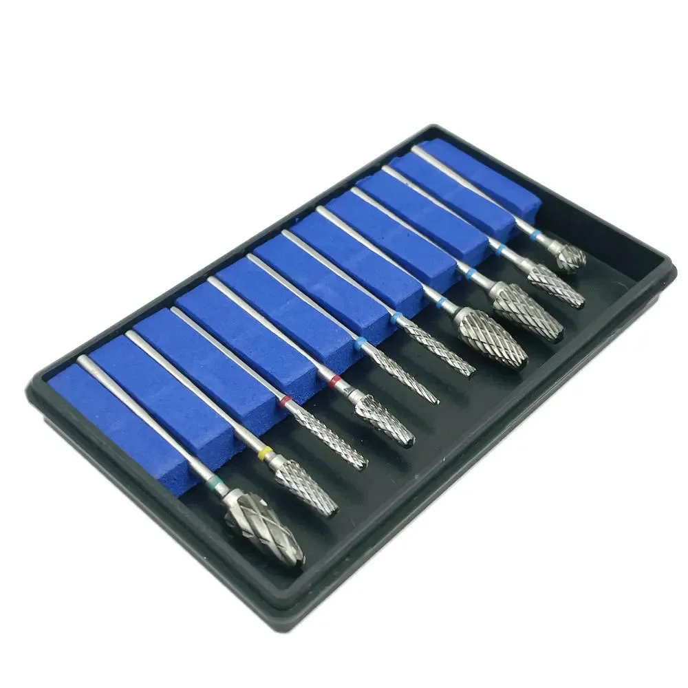 10pcs/set Dental HP Tungsten Carbide Cutter KIT Dental Burs Drills Tungsten Steel Material 2.35mm