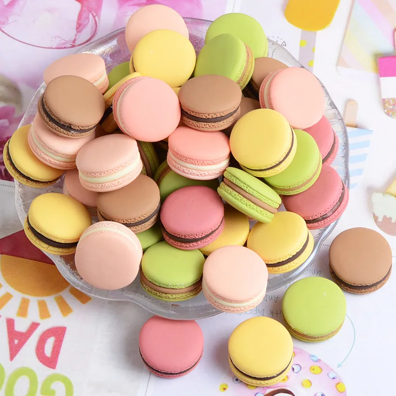 10pcs Mixed Mini Simulation Macaron Kawaii Fake Food Scrapbook Flatback Resin Cabochon Mini Play Food Craft Supplies