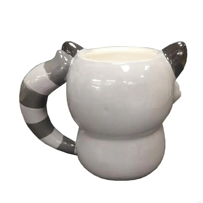  Ceramic Coffee Cup with Adorable Raccoons Animal Design Hot Cold Drink Beverage Mug Drinkware Gift for Home Office Decors