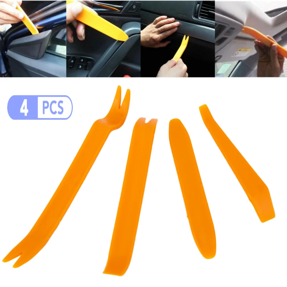 

Professional 4Pcs Automobile Audio Door Clip Panel Trim Dash Auto Radio Removal Pry Tool Set Car Panel Removal Tools