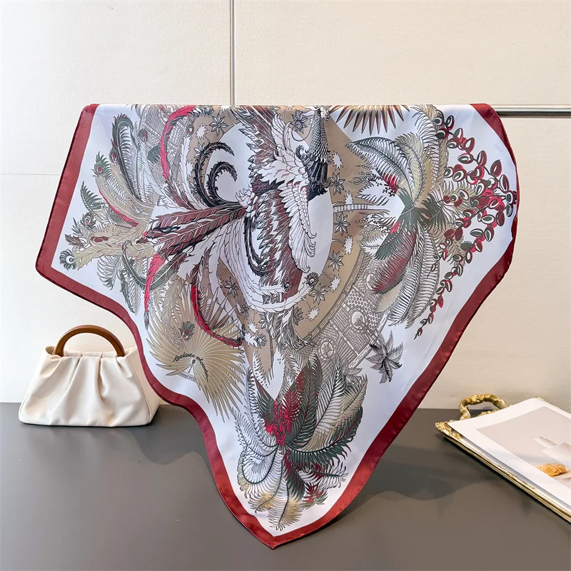 

Роскошный шелковый платок для женщин, квадратный шарф, мягкая атласная повязка для волос, шейный платок, женская повязка на голову, фулярд, лента для сумки, пашмина, пончо