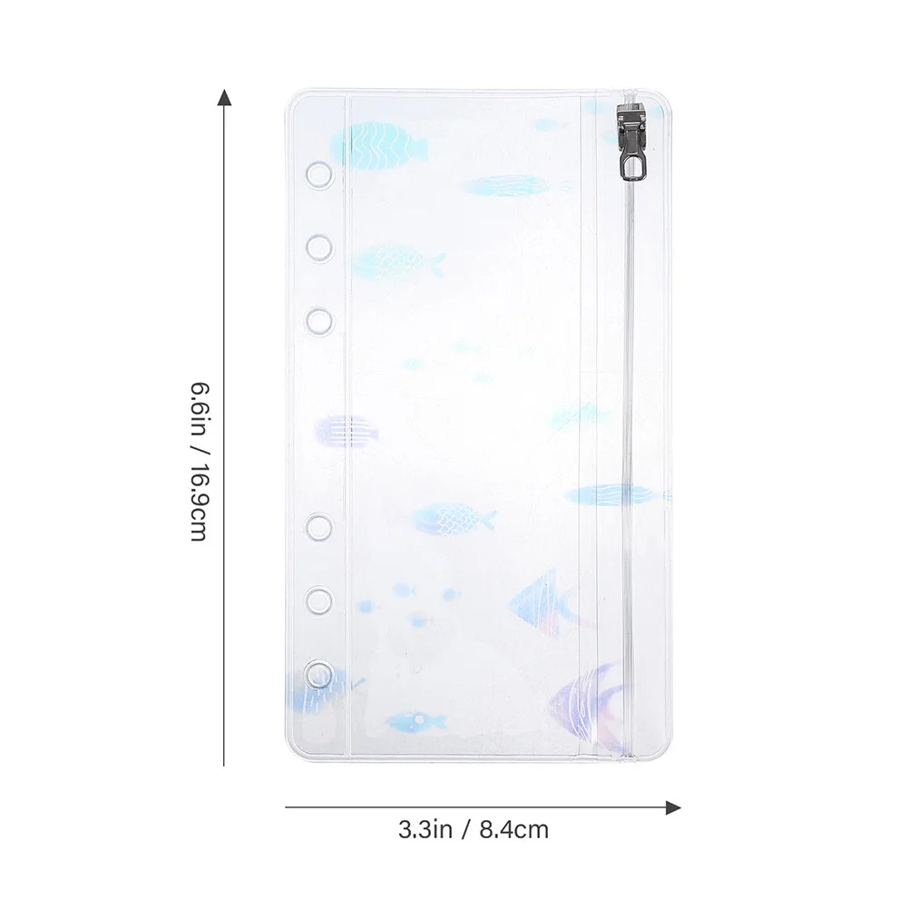 2Pcs Ocean Series Binder Zipper Bag PVC Loose-Leaf Storage Pouch for 6-Ring Binders Office Supplies Daily Use Stylish