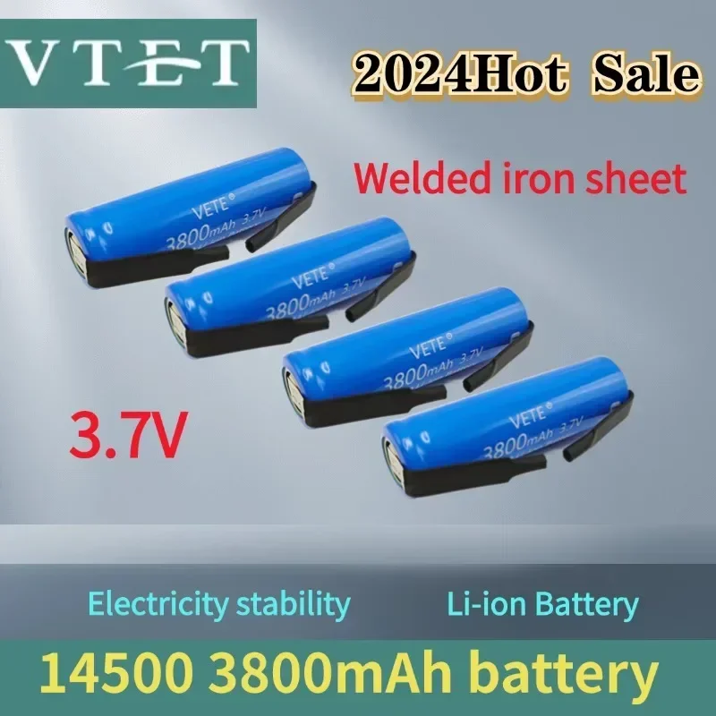 New 3.7V AA 3800mh Battery 14500 Lithium Ion Battery, with Welding, for Electric Toothbrush,Barber,Razor, Rechargeable Battery