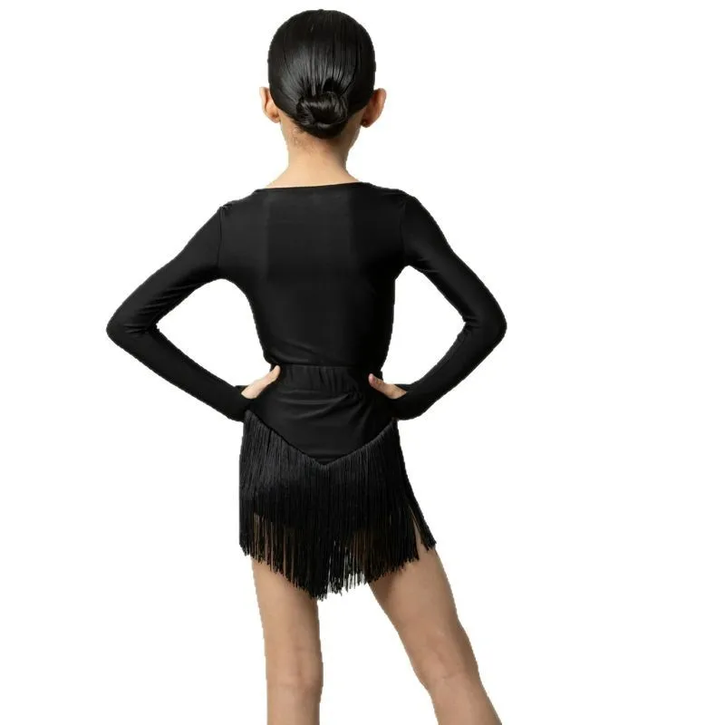 New Spring Children's Latin Dance Tassel Performance Clothes Girls Practice Training Class Clothes