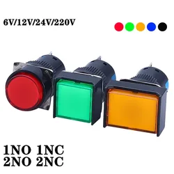 1NO1NC/2NO2NC 6.3V 12V 24V 220V Momentary Illuminuted Maintain Push Button Switches 16MM Latching Push Button Lamp LED