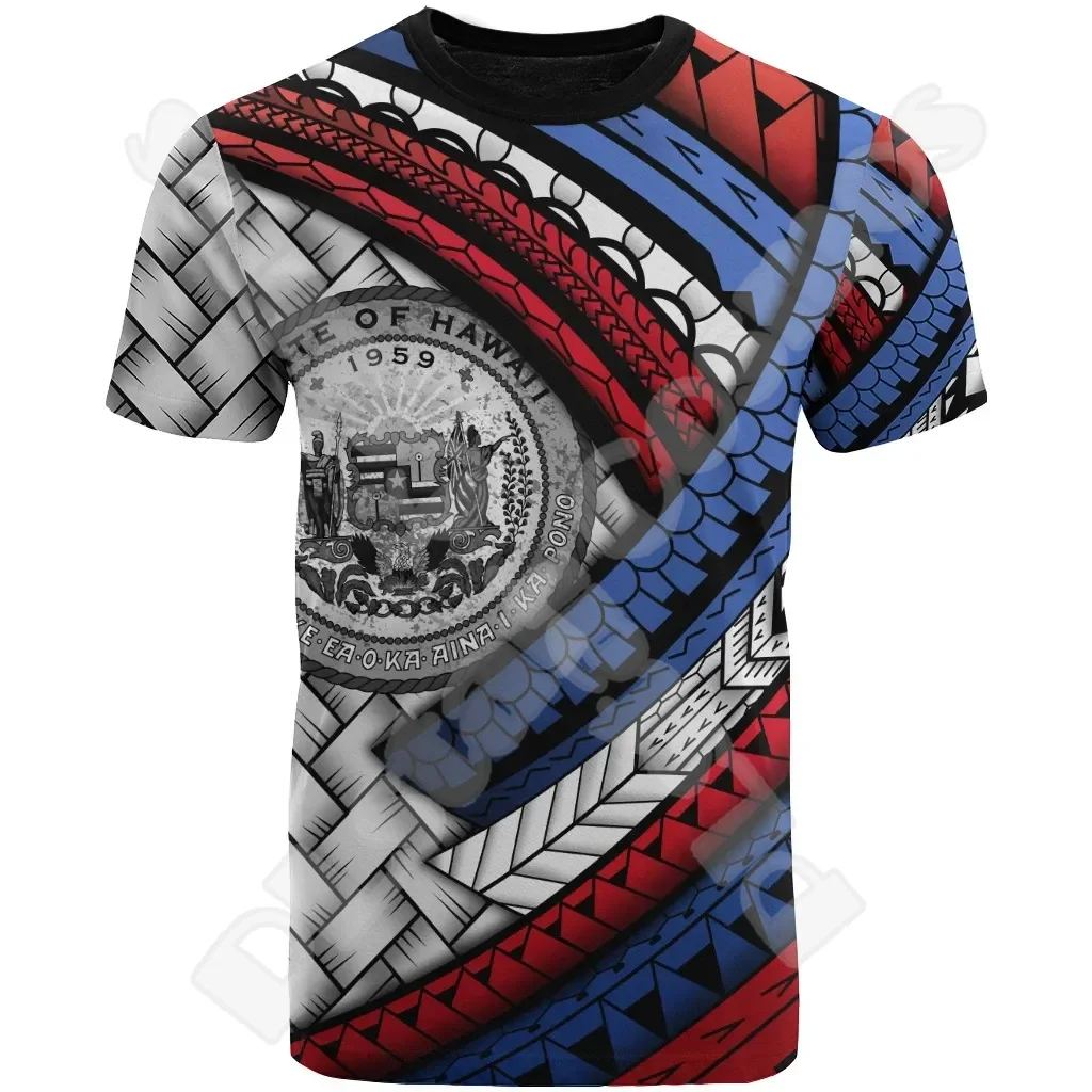 Polynesian Hawaii King Kamehameha Country Flag Tribe Hawaiian 3DPrint Streetwear Summer Casual Harajuku Short Sleeves T-Shirts A