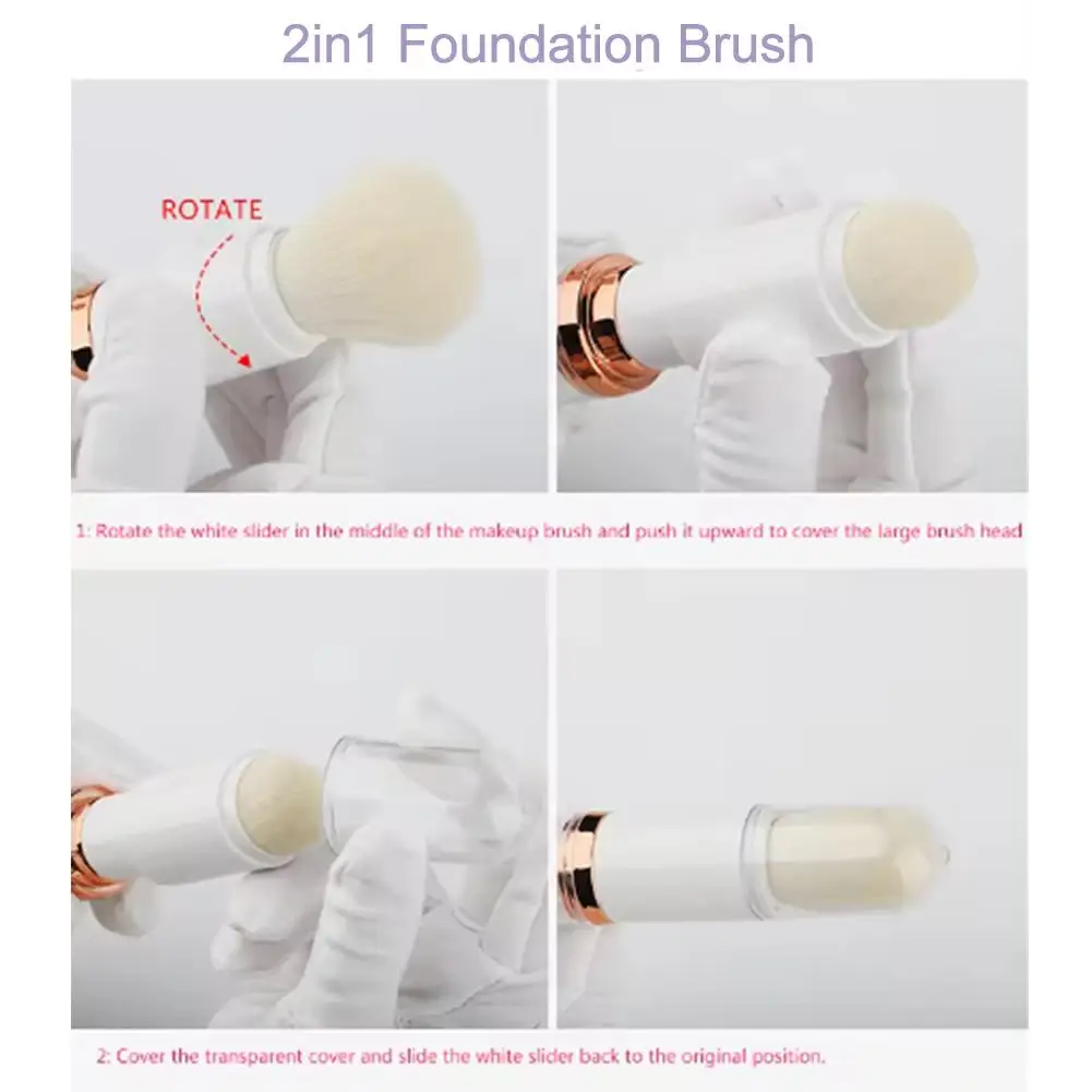 2 In 1 Foundation Brush Makeup Brush Travel Blush Brush Loose Powder Minimalist Portable Multifunctional Makeup Brush