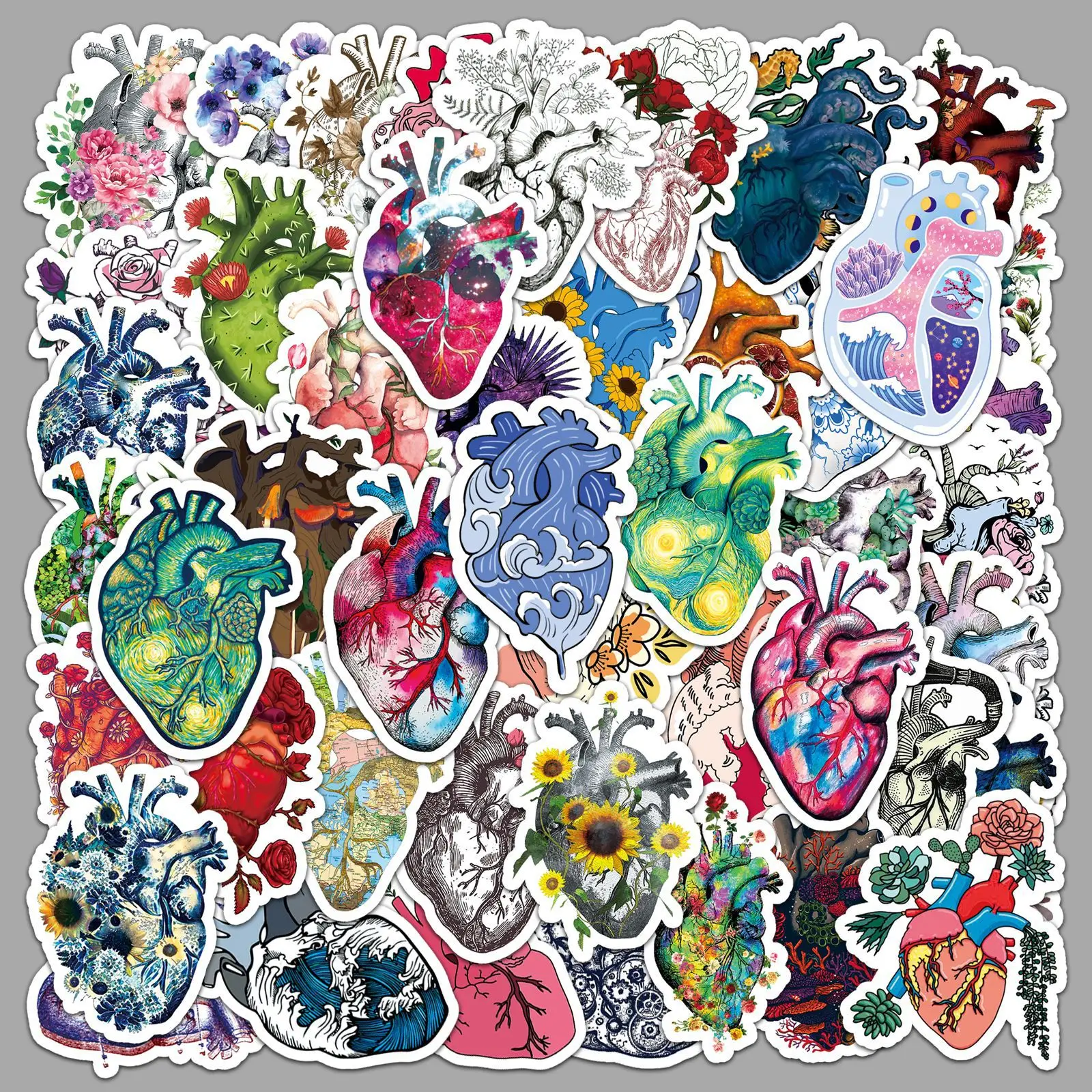 

10/30/50Pcs Heart Graffiti Stickers Personalized Hot Selling Creative Decorative Stickers DIY Guitar Water Cup Skateboard