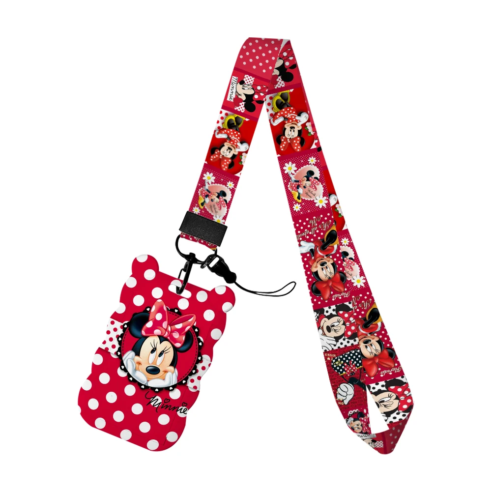 การ์ตูน Disney Mickey Mouse น่ารัก Lanyard น่ารักผู้ถือป้าย ID บัตรเครดิตผ่านแขวนเชือกสําหรับคีย์อุปกรณ์เสริมของขวัญ