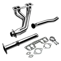Silver/Black Performance Exhaust Header System For 90-95 Toyota Pickup/4-Runner 2.4L 22RE 4WD