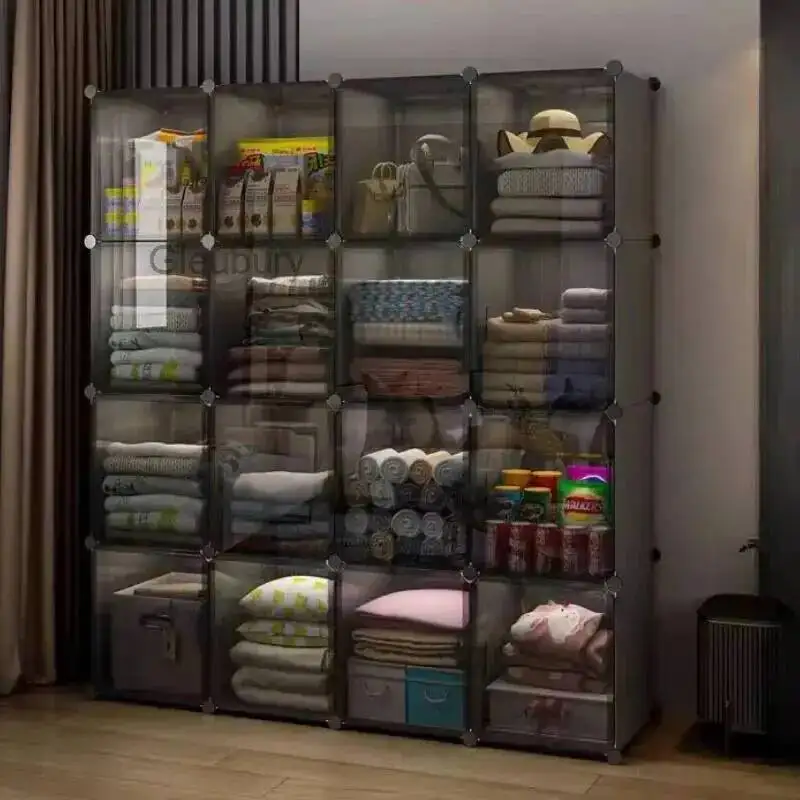 Cheap Garden Minimalist Wardrobe Wearable Space Saving Exterior Makeup Foldable Wardrobe Shelves Display Armario Home Furniture