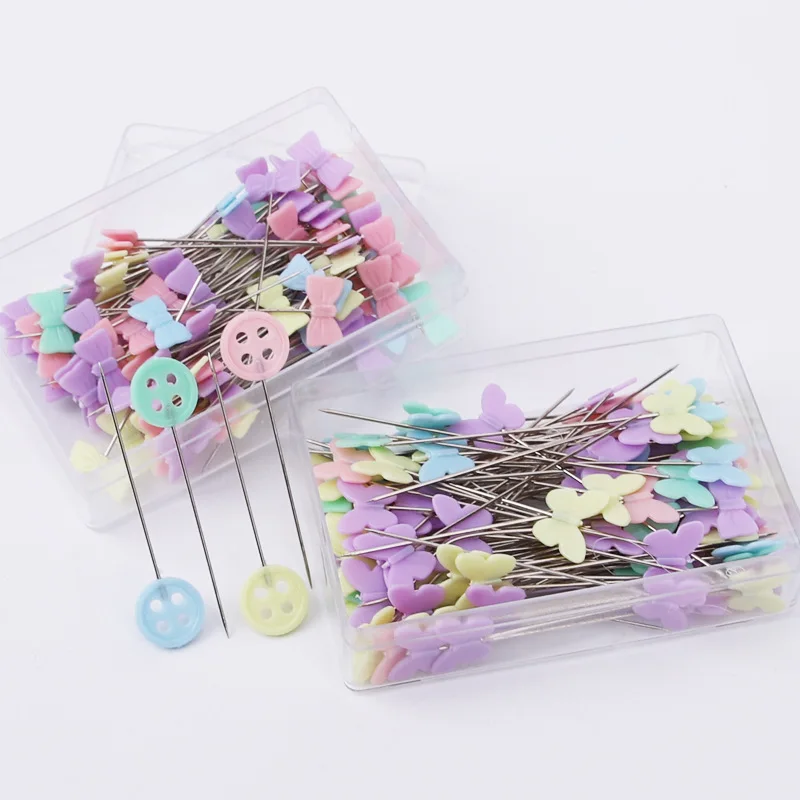 50-100PCS/Set DIY Round Pearl Head Pins Mixed Color Straight Quilting Needles With Box DIY Sewing Crafts Dressmaker Positioning