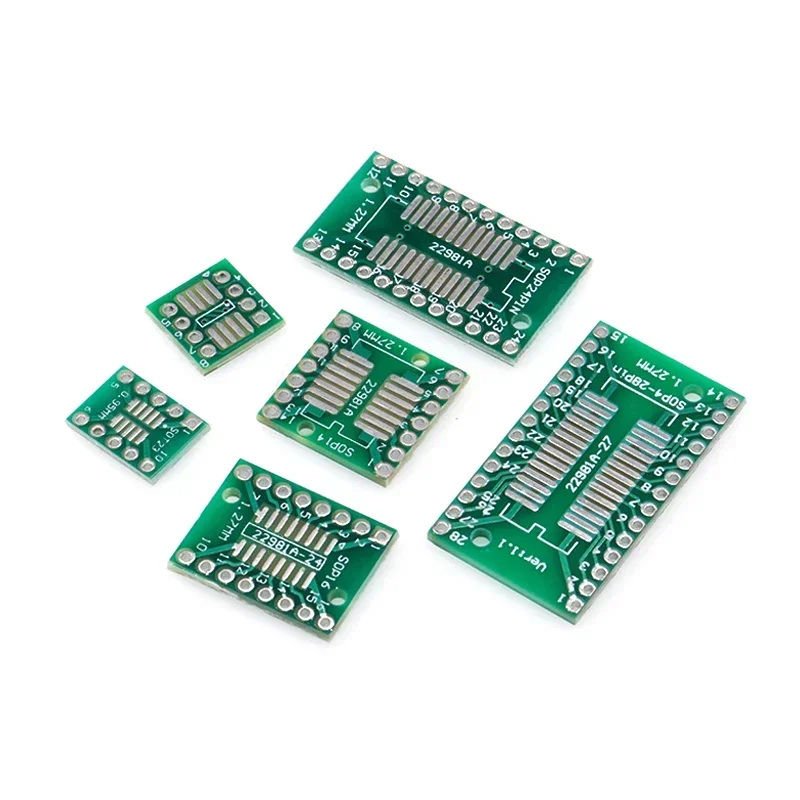 

500pcs/lot PCB Conversion Board SMT to DIP 0.65/1.27mm SOP8/14/16/20/28P FR4 Green Solder Mask Tin Plated
