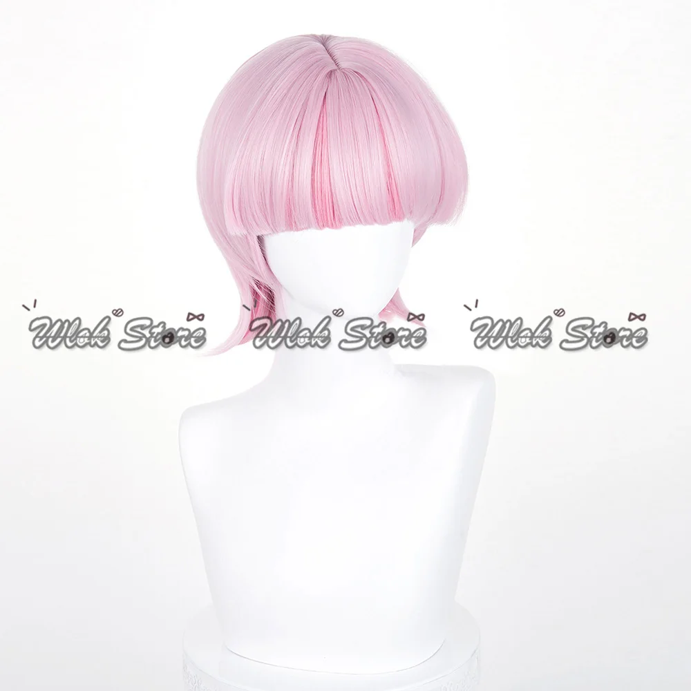 NUEVA Panty Stocking Peluca de poliuretano para Cosplay, pendientes de pelo corto rosa, peluca de poliéster para Cosplay de color morado claro, accesorio de Halloween para hombres y mujeres