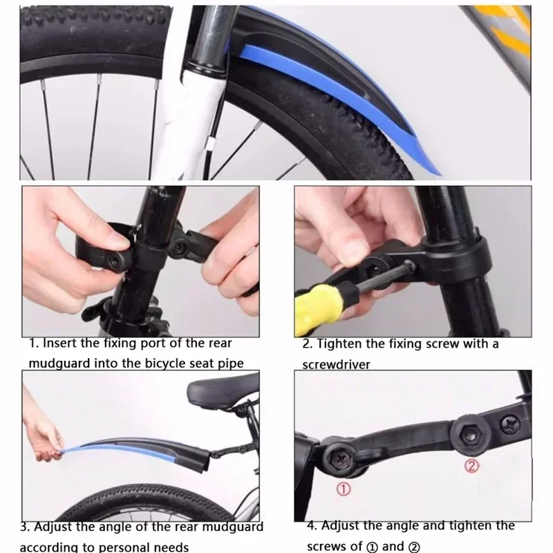 1 Set Bicycle Mudguard Durable Bicycle Fender Adjustable Bike Fender Splash Water Dirt Protection Mountain Bike Front Rear Fend - view 4