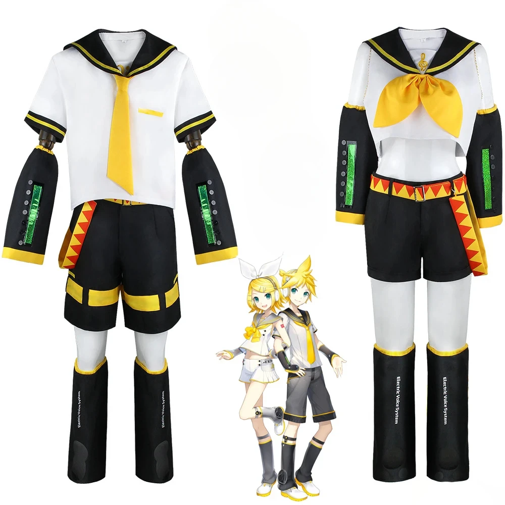 

Anime Kcagamine Rin Len Cosplay Costumes Brother Sister Uniform Halloween Party Yellow Wigs Christmas Gifts Tops Pants Clothes