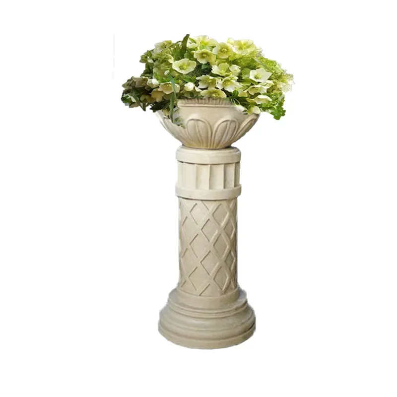 Garden European carved flower pot large diameter pillar outdoor courtyard villa flower pot wedding decoration art