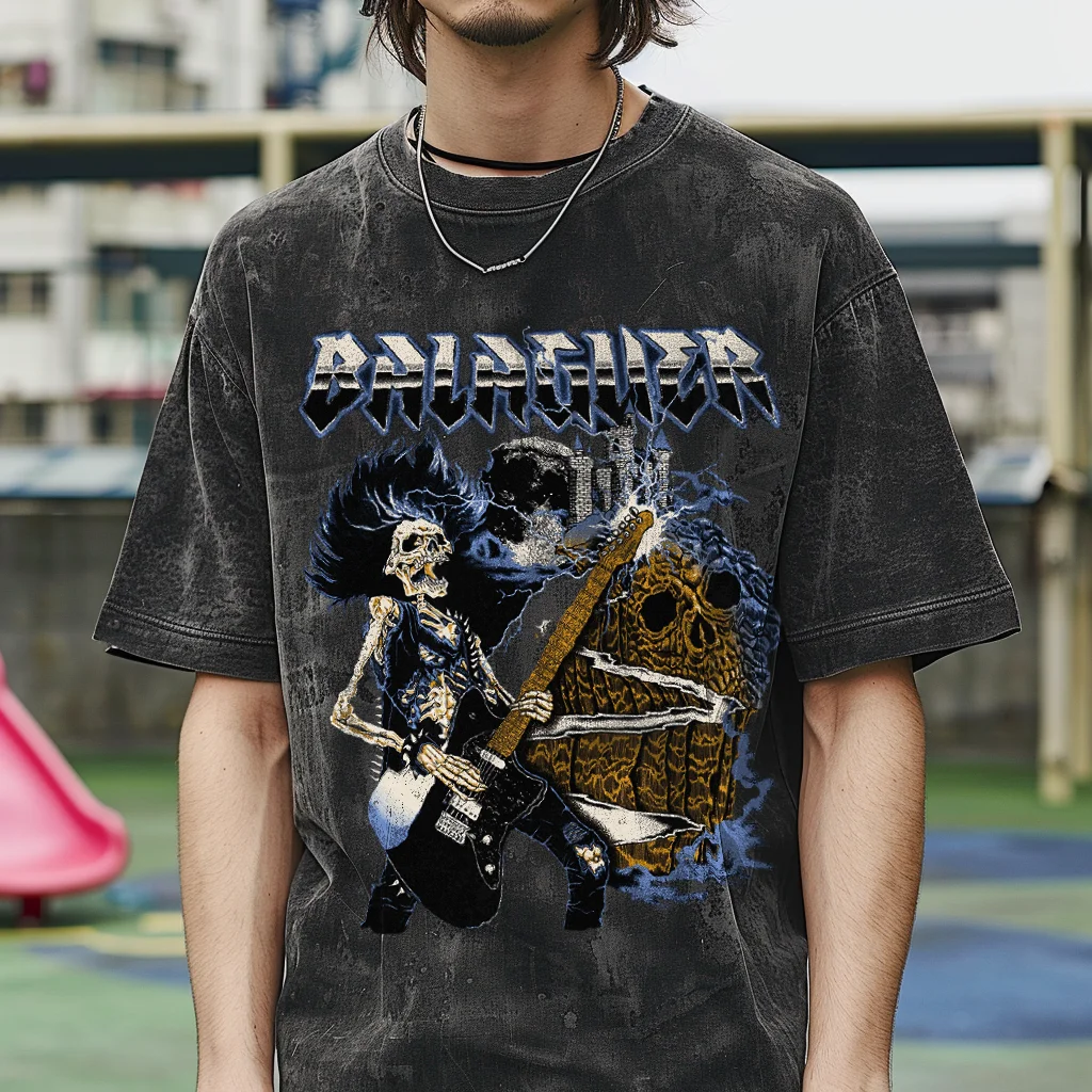 

BALAGUER Rock And Roll Theme T-shirts Men Women Webshop Anime Graphic Printed Short Sleeve T Shirt Cotton Top Tee