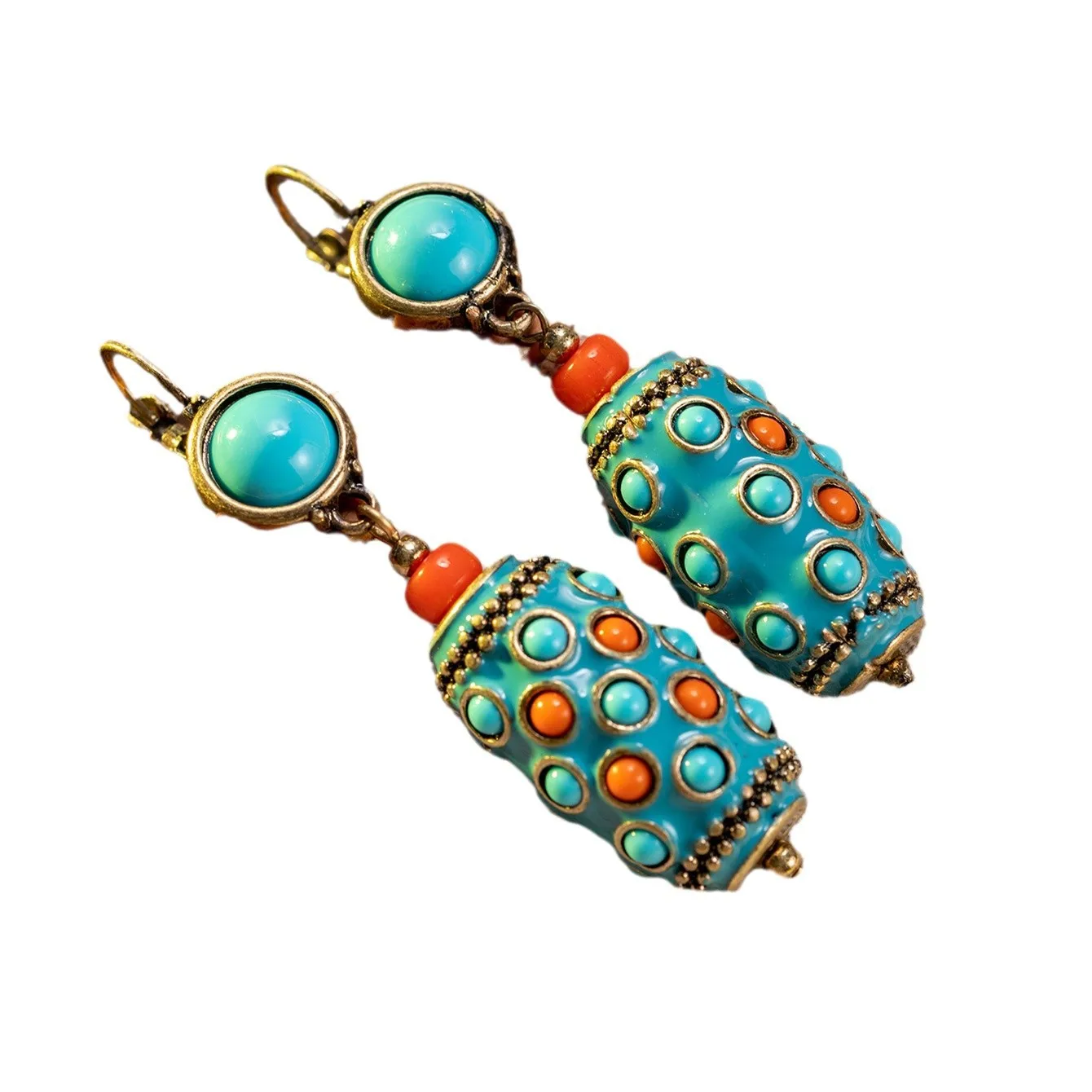 Bohemian Vintage Earrings,Heavy Industry Ethnic Dangle, Artisan Statement Tribal Jewelry