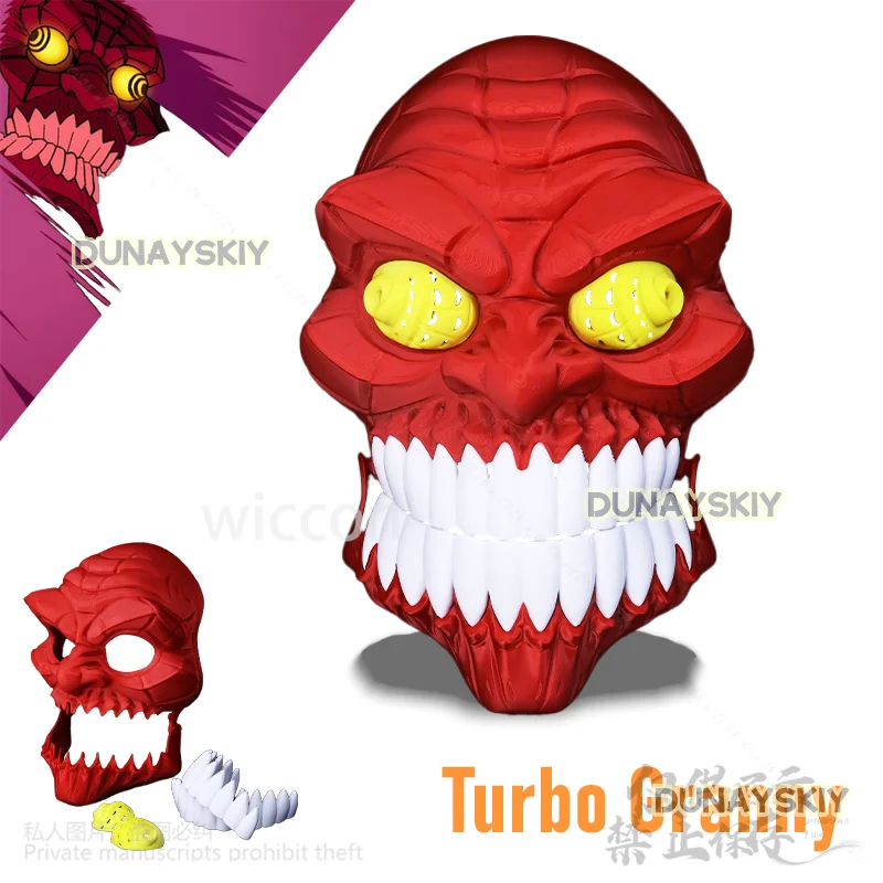 Anime Dandadan Cosplay Turbo Granny Costume 3D Printing Base Mask Hard Plastic Moving Mask For Halloween Christmas Customized