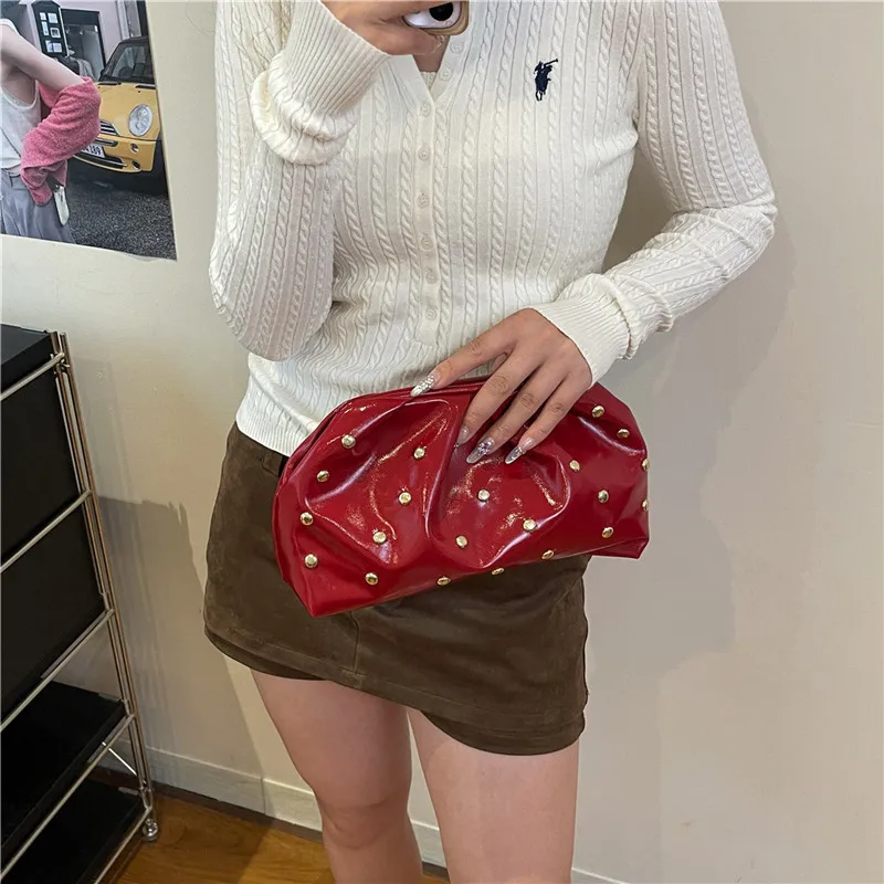 بسيطة تنوعا كليب مساء حقائب اليد للنساء بلون برشام مطوي تصميم السيدات مخلب الإناث لينة بولي Pu محفظة جلدية