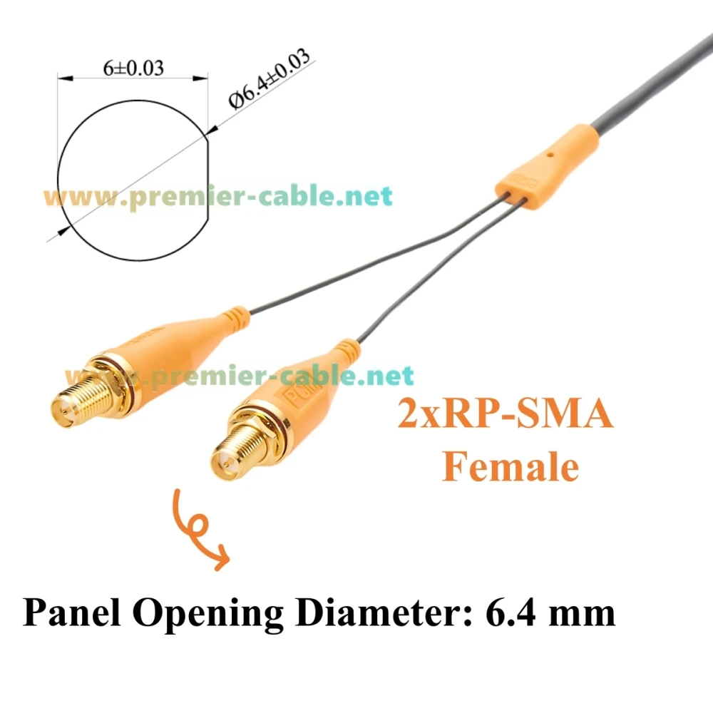 2-in-1 RP-SMA Stecker auf Buchse RF-Koaxialkabel für Panelmontage, 50 Ohm, 2x2 MIMO Antennenverlängerungskabel für GPS, SDR, WLAN-Router, 4G – Detail 2