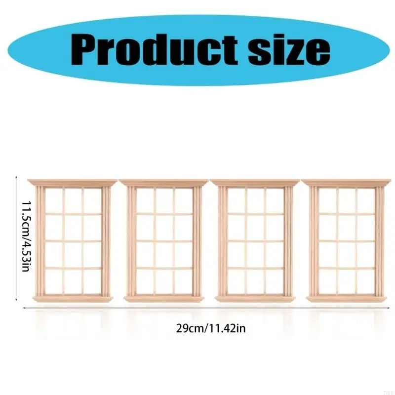 

76HF 4 Pieces Miniature Sturdy Window Decoration for Dollhouses Furniture 1 12 Scale Child Models and Collectibles