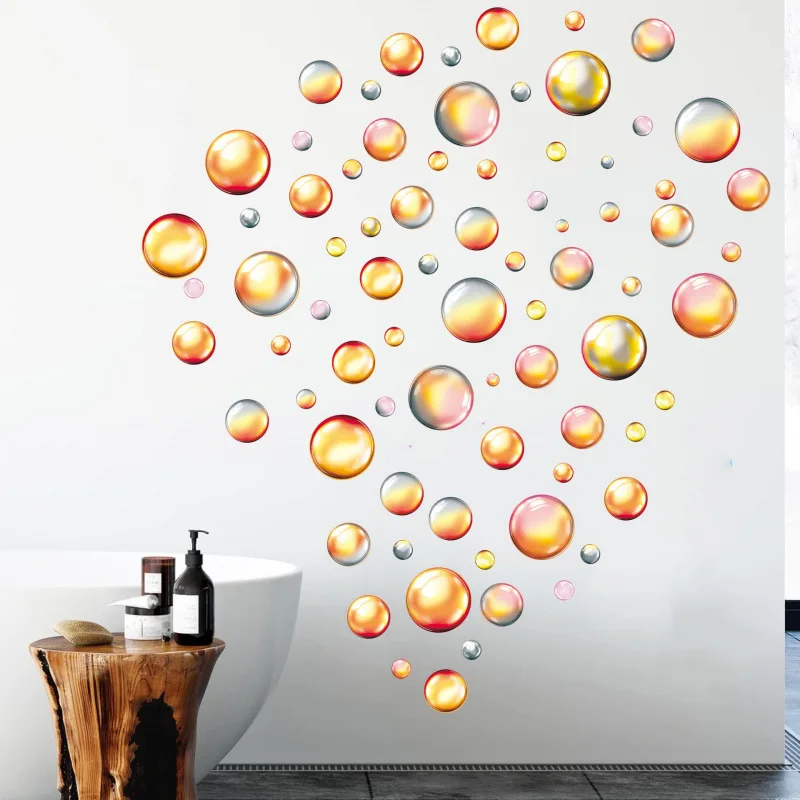 4pcs/set Bohemian Rainbow Color Dot Bubble Wall Stickers Home Bedroom Stickers PVC Sall Stickers