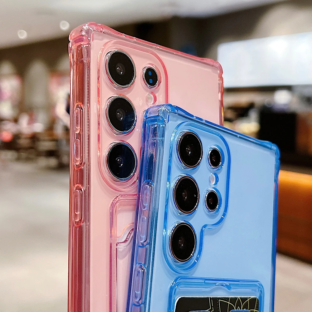 Phone Case For Samsung Galaxy S26 S25 S21 FE S22 S23FE S24 Plus Ultra Edge Clear Transparent Wallet Card Holder Silicone Cover - náhled 6