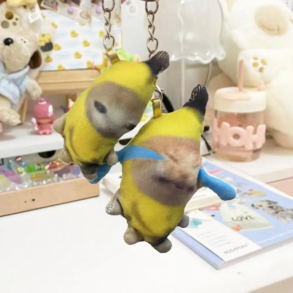 Crying Banana Cat Plush Pendant Key Chain Cute Funny Keychain Car Bag Doll Backpack Pendant Keyring Accessories Gifts 2023 New