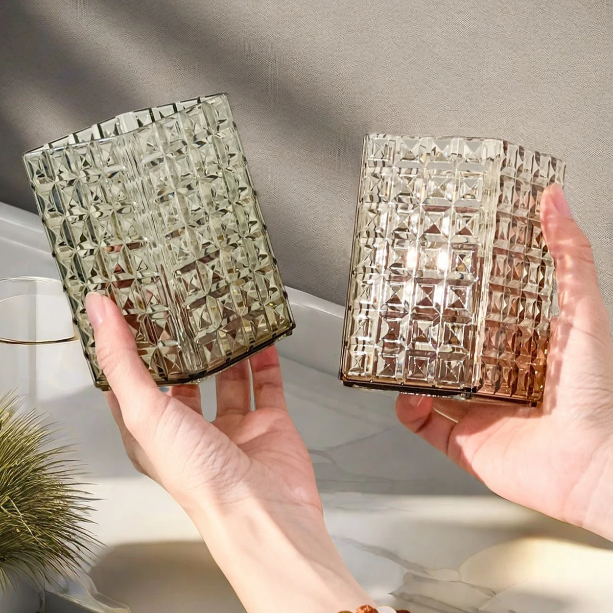 WORTHBUY حامل فرشاة الأسنان مربع شفاف كوب فرشاة الأسنان البلاستيكية اكسسوارات الحمام كوب ماء كوب غسول الفم المحمولة #4