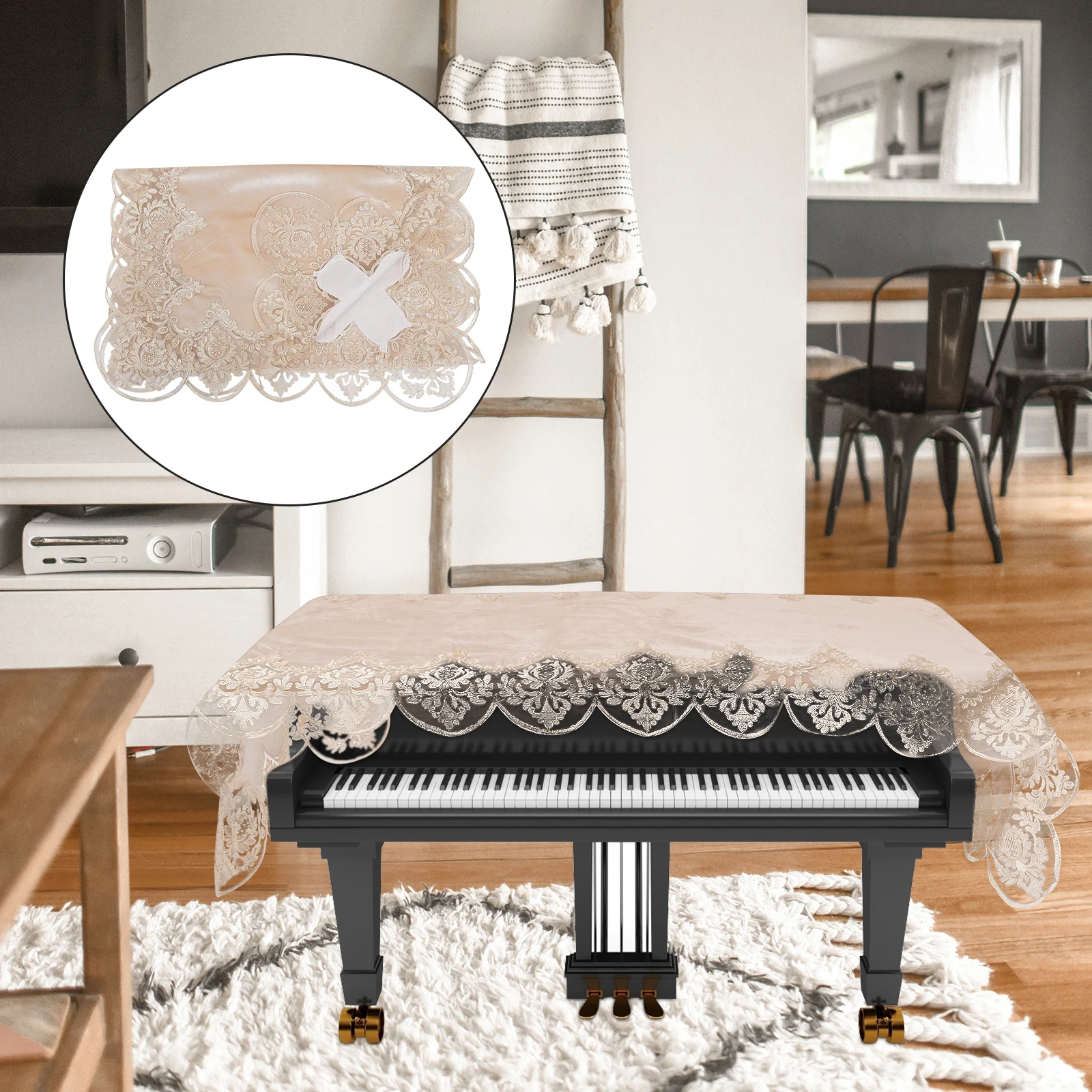 

Piano Keyboard Dust Cover Pianocover Beige Polyester (Polyester) Cloth Dustproof