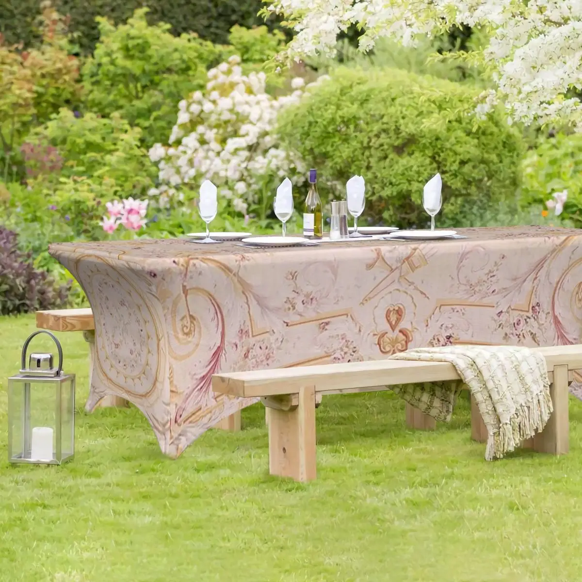 Imagen 7: Mantel Rectangular Personalizado con Estampado de Alfombra Aubusson Francesa Antigua, Cubierta de Mesa Impermeable para Decoración de Fiestas y Festivales