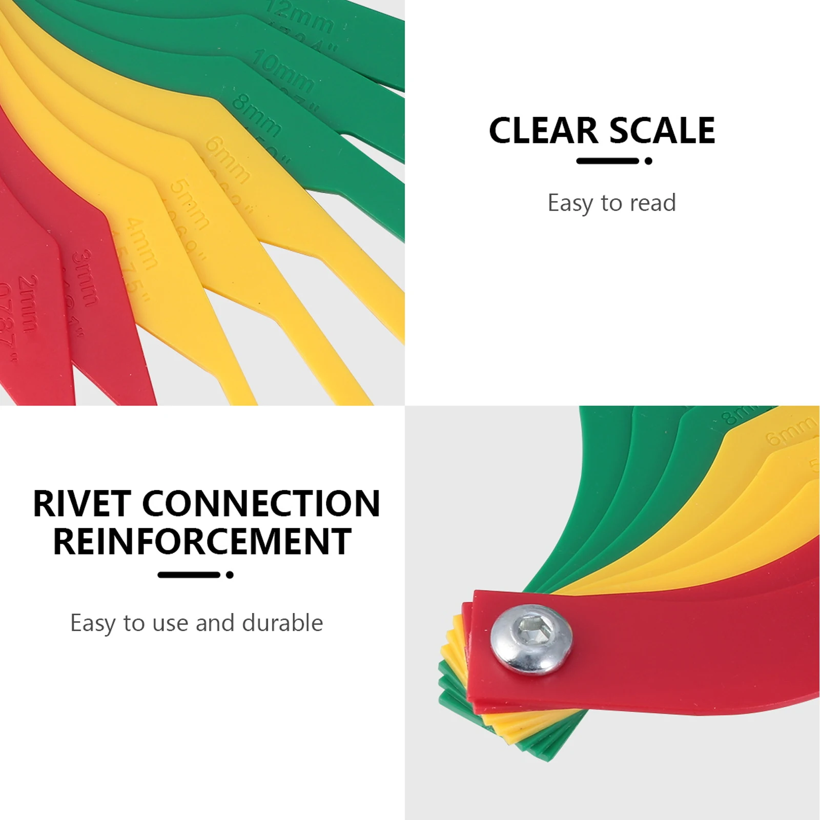 أداة قياس سمك وسادة الفرامل أداة قياس بلاستيكية مشفرة لقرص السيارات كشف سريع مقياس المسطرة #2