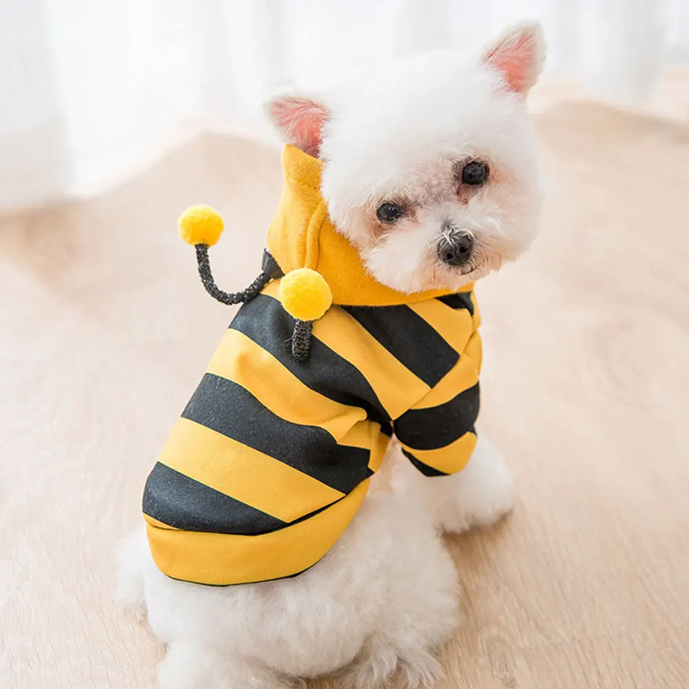 

Adorable Bee Costume Winter Warm Fleece Suit For Cat Stylish Outfit Supplies Cosplay Accessory Dog Clothes Pet Cosplay Clothing