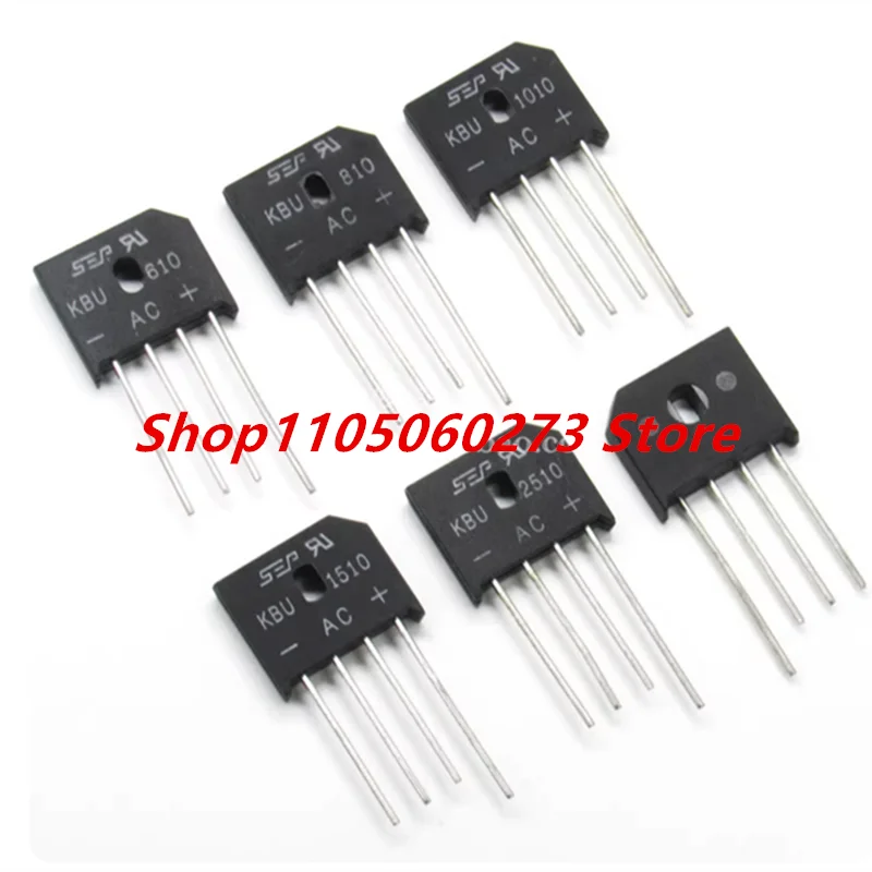 10PCS Rectifier bridge stack kbu610 kbu810 KBU808 kbu1010 kbu1510 kbu2510 flat bridge