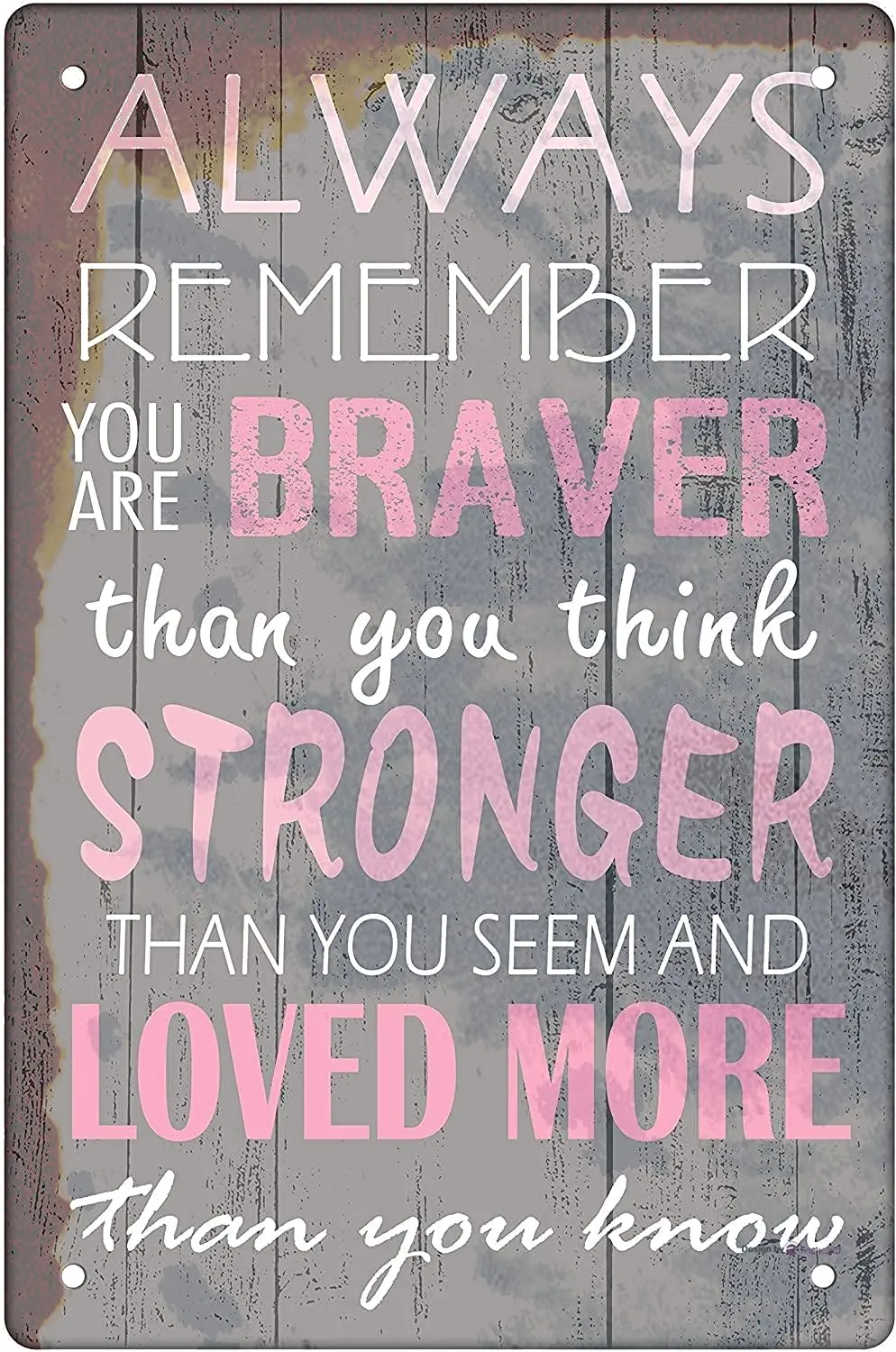 Gabriella Hunter Tin Sign Retro Metal S - Always Remember You are Braver Than You Believe - Company, Home, School Wall Decoratio