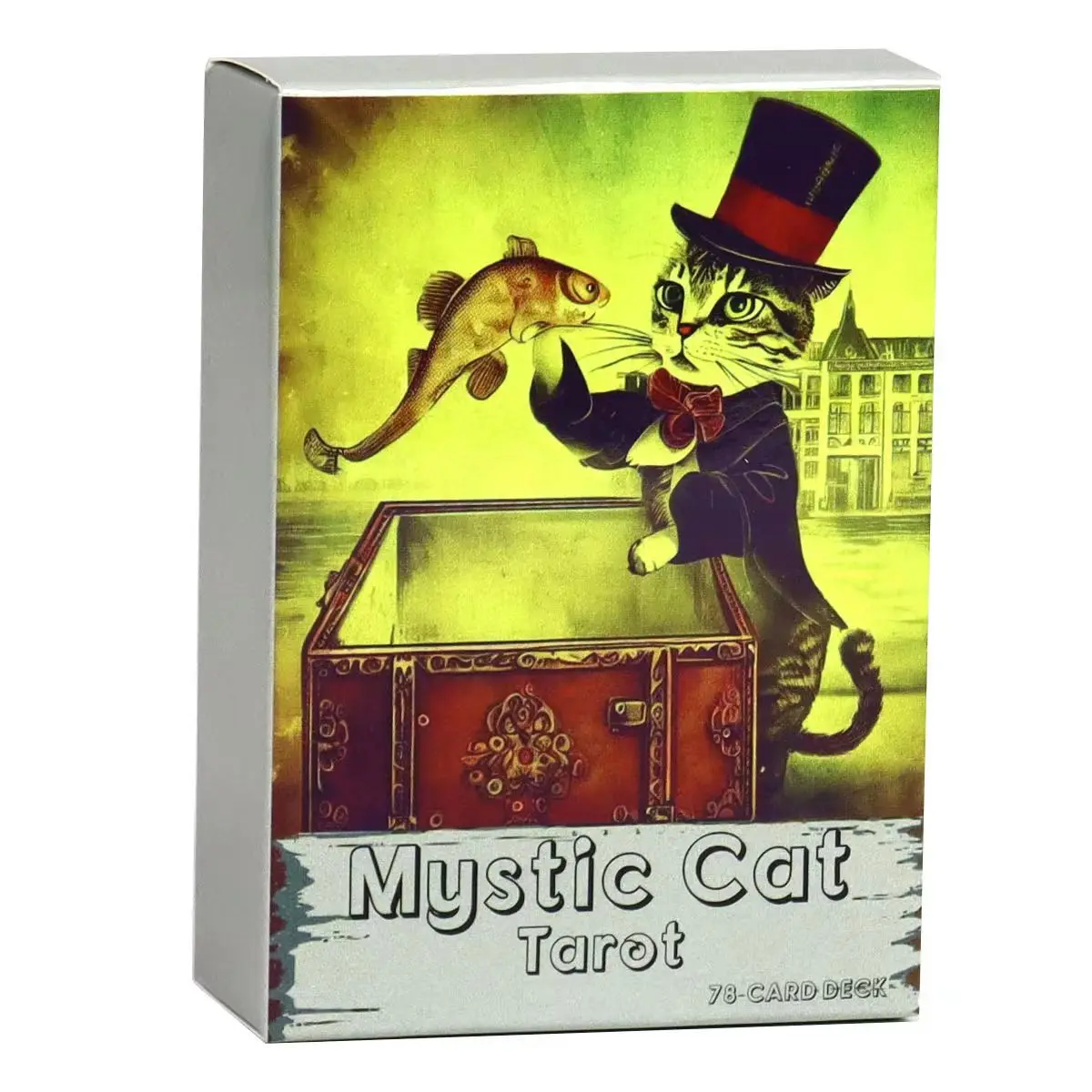 Mystical Cat Tarot Deck 9*6.5cm 78 Pcs Vintage Cartoon Cat Tarot Cards Portable Size