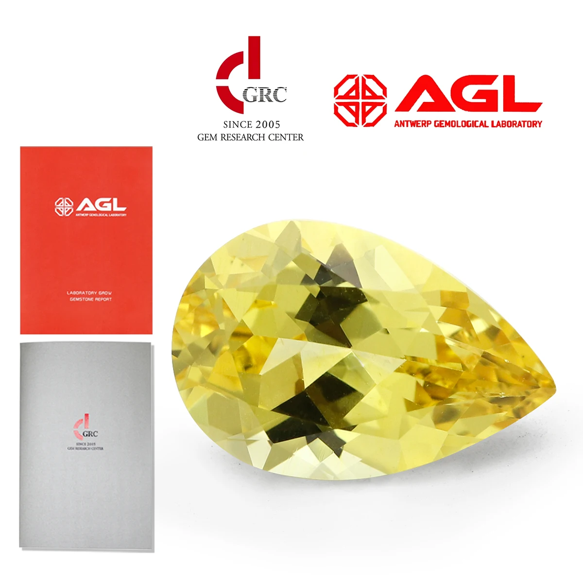 Hot Sale Flame Melted Lab Grown Light Yellow Sapphire Pear Shape With AGL Certifacate Synthetic Cultivate Loose Gemstone