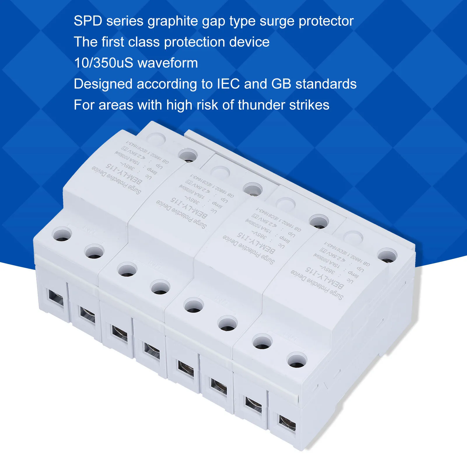 

BERM Surge Protective Device House Arrester Protector 4P 15KA SPD 1 Level BEM‑LYI15 220V/385V Circuit Breaker