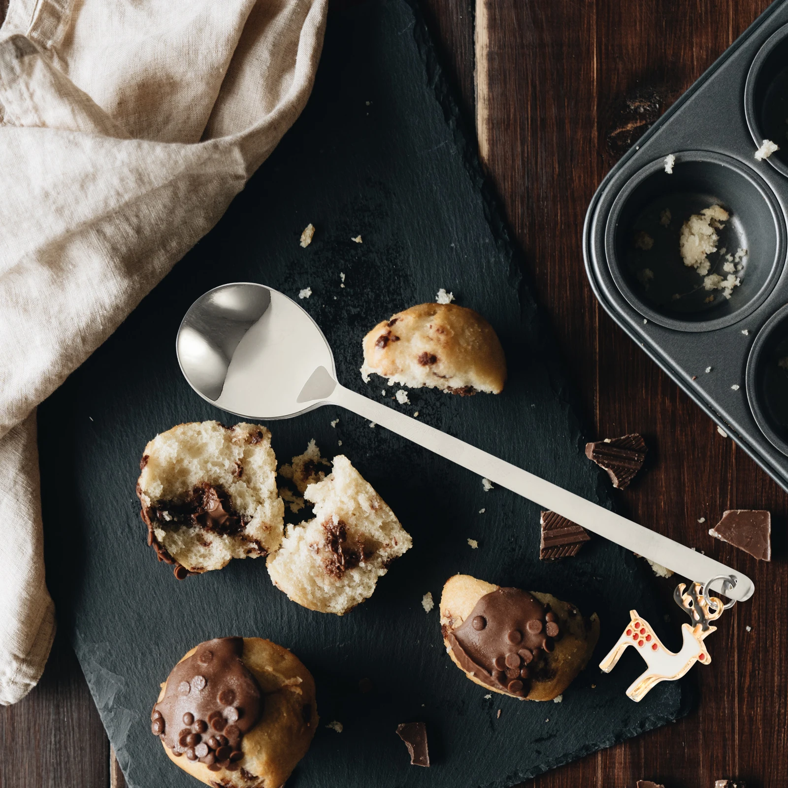 

1 set 1 Set Stainless Steel Tableware Set Christmas Theme Silverware Forks Spoons Dessert Scoops Coffee Stirring Spoon Portable