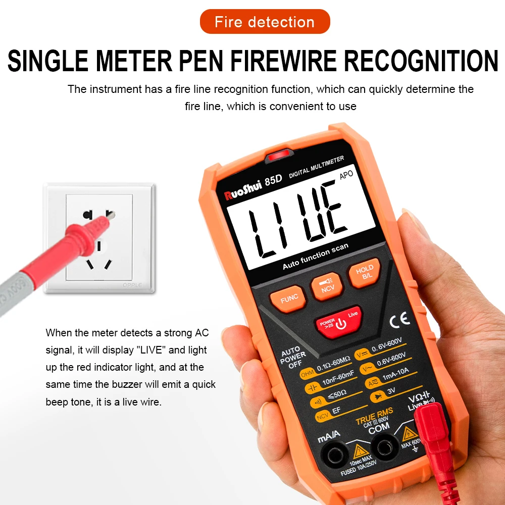 RuoShui 85C 85D High-Precision Multimeter True RMS Auto Recognition HD Large Screen LCD Testing Meter NCV Non-Contact Tester