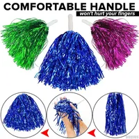 2PCS Cheerleading Pom Poms with Handle Metallic Foil Plastic Cheerleade Pompoms Spirit Team Game Sport Dancing Party Favors 6