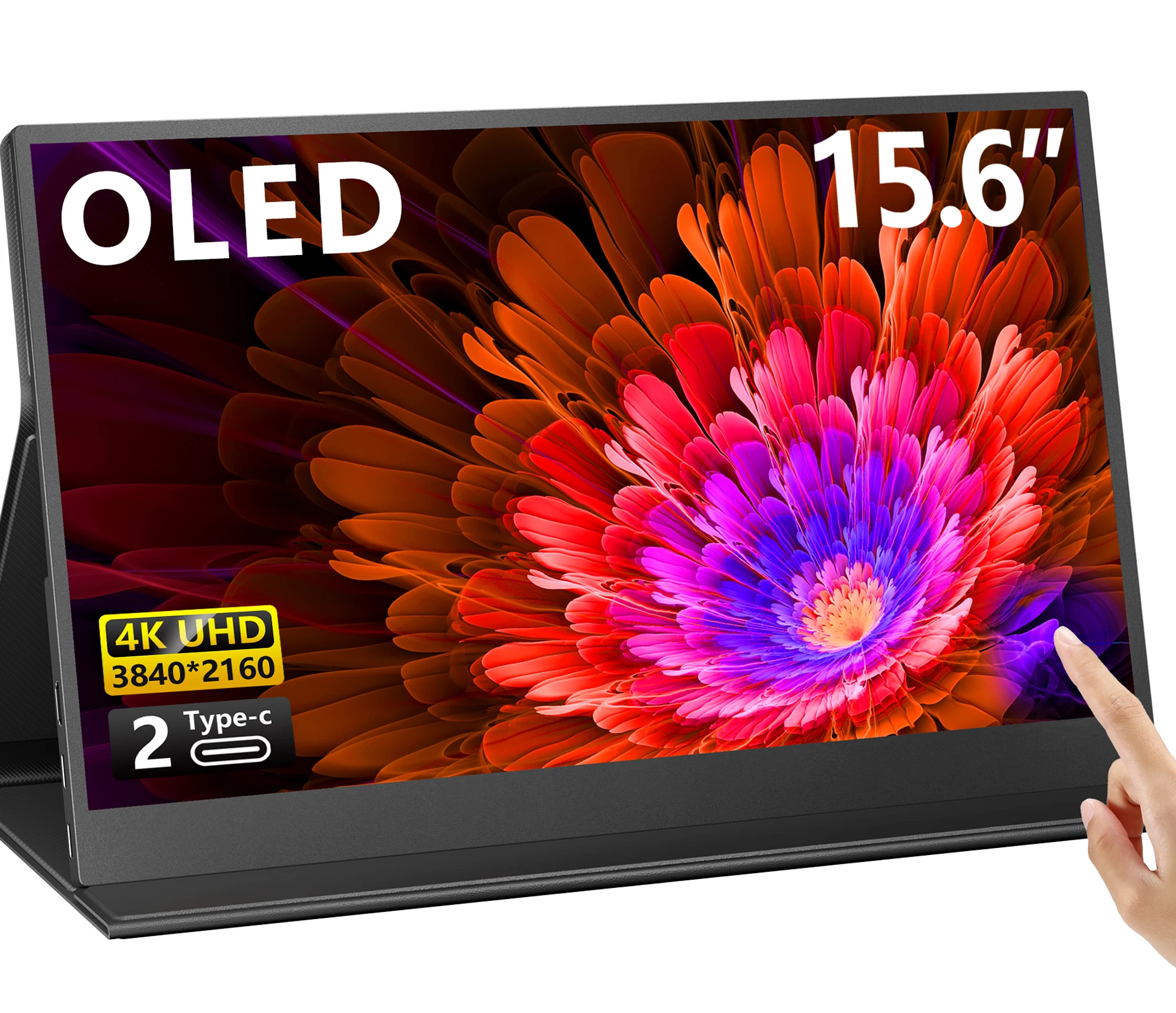 

Amoudo 15.6 4k 3840x2160P Portable Monitor Extend Display IPS LCD Panel Penhole Stand VESA USBC Mini HDMI Mobile Display